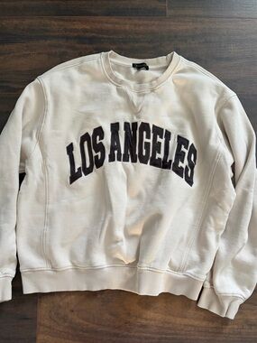 Dynamite Cream Fleece-Lined Crewneck Sweatshirt